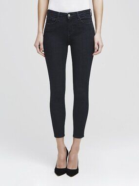 NWT L'AGENCE Margot Eclipse Dark Blue High Rise Skinny Ankle Jeans, Size 23
